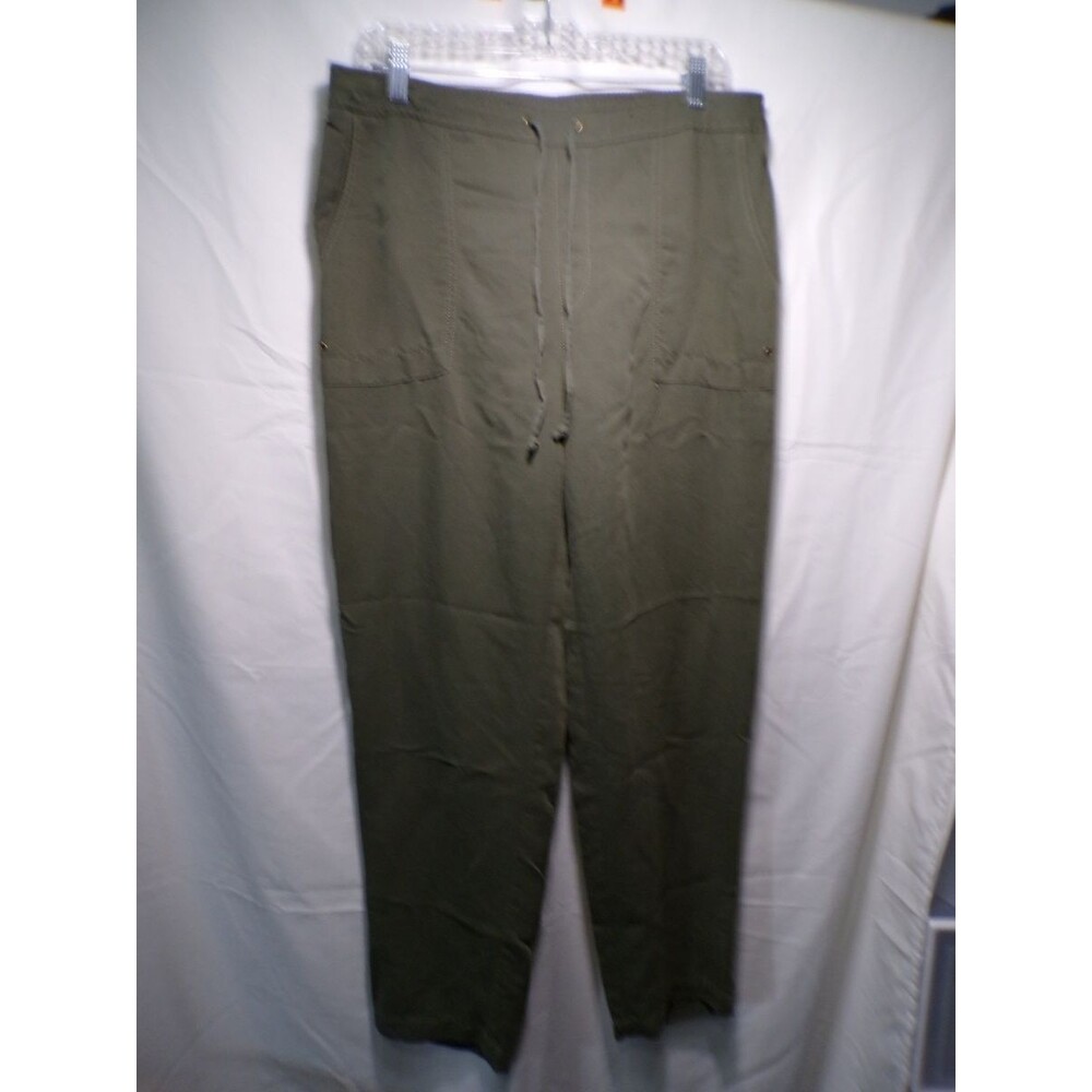 Chico's Women's Olive Green Pull On Pants Size 10 Straight Leg Cargo